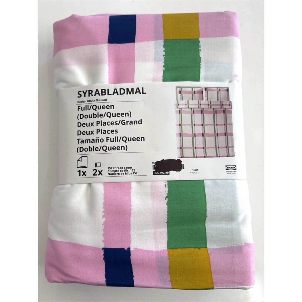 IKEA SYRABLADMAL Full/ Queen Duvet Cover + 2 Pillowcases White Pink New